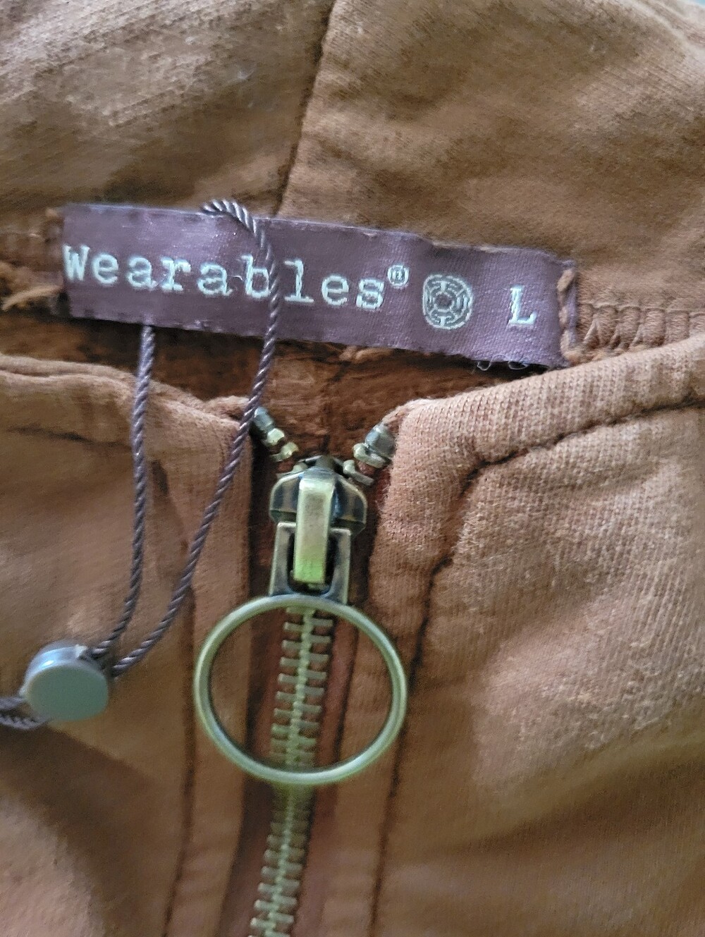 NWT Wearables XCVI Fleece Funnel Neck Longcoat Zip Front Brown Cinch Hem LG - Picture 12 of 16